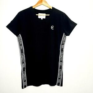 Cerruti Logo Tape Black Cotton Blend Short-Sleeve Shirt Sz S
